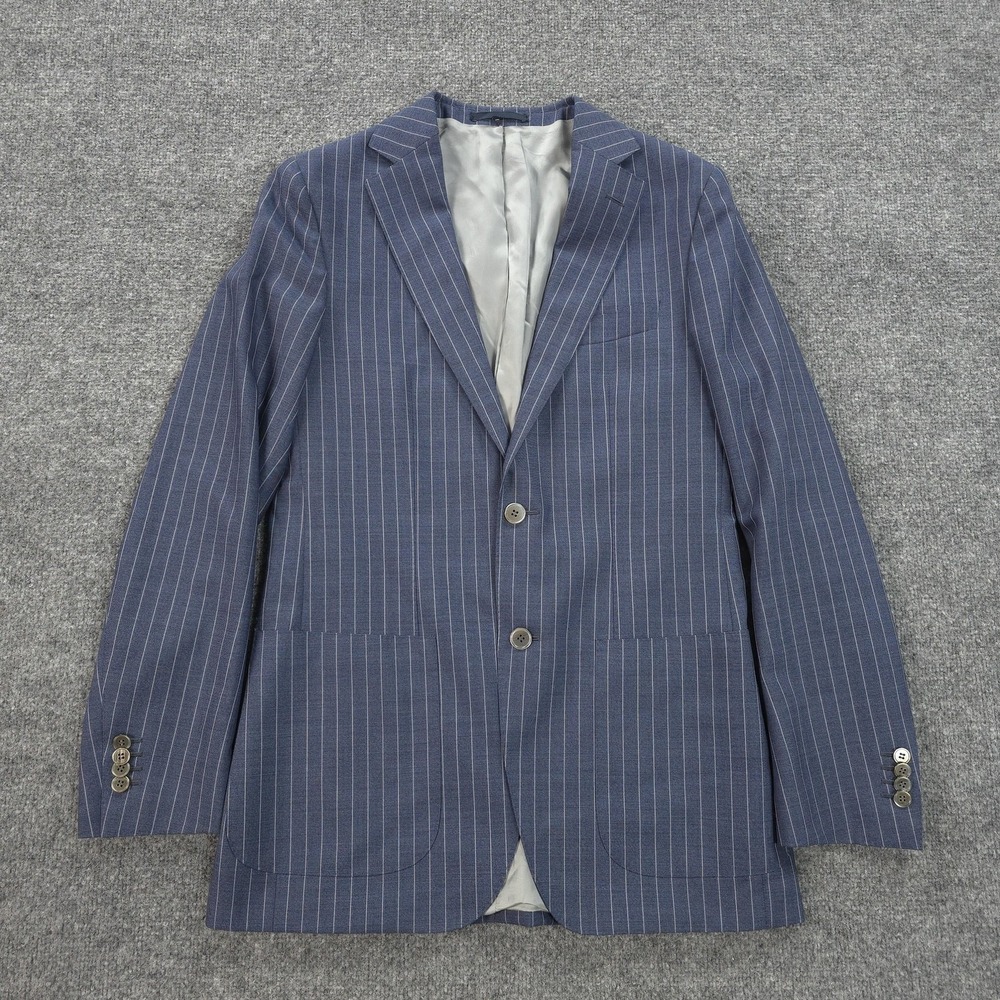 Suitsupply Blazer‎ Mens 38L Blue Stripe Wool Vitale Barberis Canonico Sport Coat